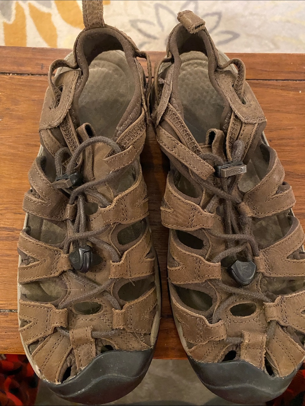 Keen Brown Closed-Toe Sandals with Bungee Lacing